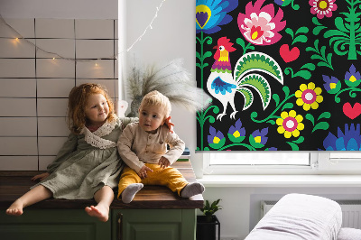 Rolgordijn voor het raam Kleurrijke hanen