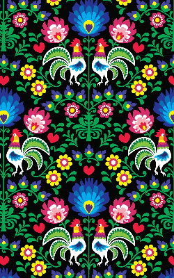 Rolgordijn voor het raam Kleurrijke hanen