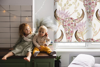 Rolgordijn verduisterend Kleurrijke buffelkoppen