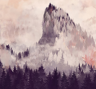 Rolgordijn verduisterend Geschilderde bergen