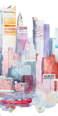 Rolgordijn voor het raam Kleurrijke stad