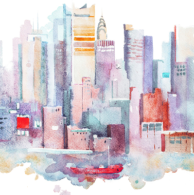 Rolgordijn voor het raam Kleurrijke stad