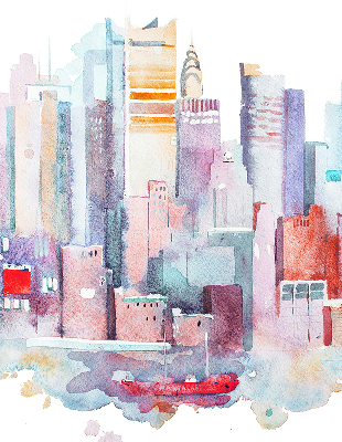 Rolgordijn voor het raam Kleurrijke stad