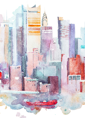 Rolgordijn voor het raam Kleurrijke stad