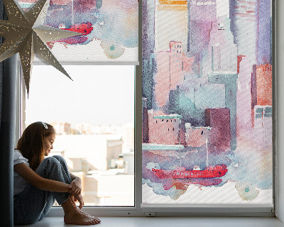 Rolgordijn voor het raam Kleurrijke stad