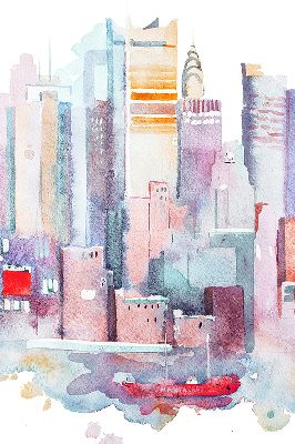 Rolgordijn voor het raam Kleurrijke stad