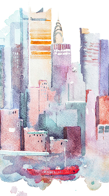 Rolgordijn voor het raam Kleurrijke stad