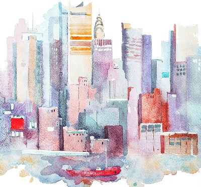 Rolgordijn voor het raam Kleurrijke stad