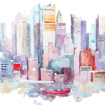 Rolgordijn voor het raam Kleurrijke stad