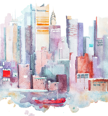 Rolgordijn voor het raam Kleurrijke stad