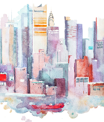 Rolgordijn voor het raam Kleurrijke stad