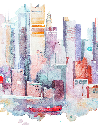 Rolgordijn voor het raam Kleurrijke stad