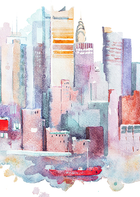 Rolgordijn voor het raam Kleurrijke stad