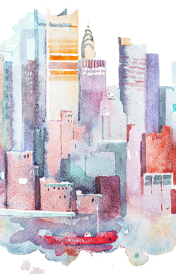 Rolgordijn voor het raam Kleurrijke stad