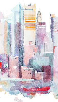 Rolgordijn voor het raam Kleurrijke stad