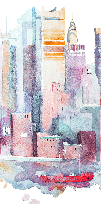 Rolgordijn voor het raam Kleurrijke stad