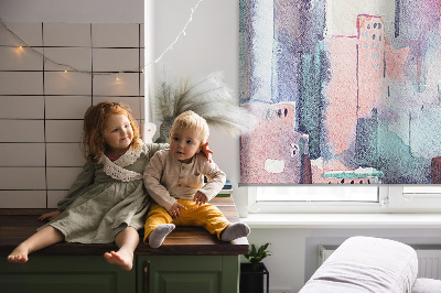 Rolgordijn voor het raam Kleurrijke stad