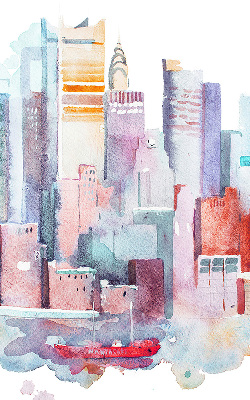 Rolgordijn voor het raam Kleurrijke stad