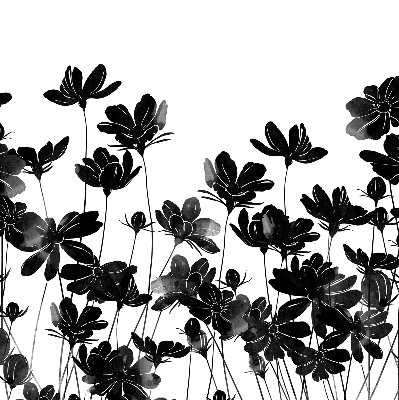 Rolgordijn verduisterend Zwarte bloemen