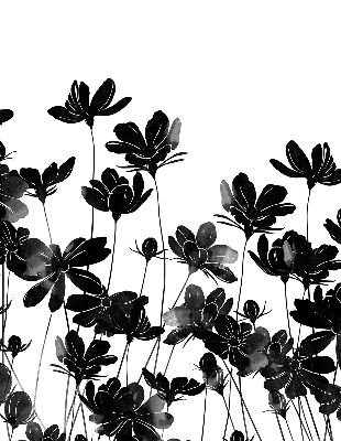 Rolgordijn verduisterend Zwarte bloemen