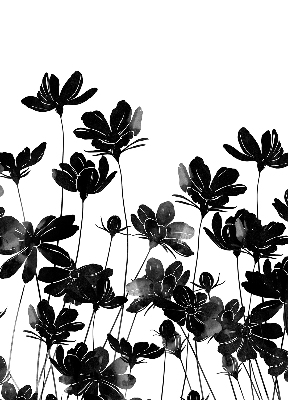 Rolgordijn verduisterend Zwarte bloemen