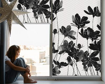 Rolgordijn verduisterend Zwarte bloemen