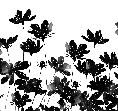 Rolgordijn verduisterend Zwarte bloemen