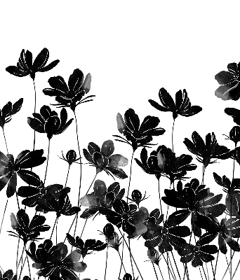 Rolgordijn verduisterend Zwarte bloemen