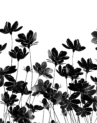 Rolgordijn verduisterend Zwarte bloemen