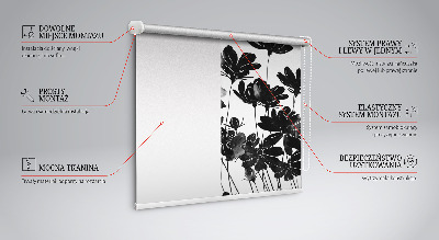 Rolgordijn verduisterend Zwarte bloemen