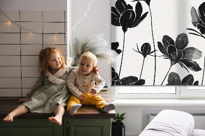 Rolgordijn verduisterend Zwarte bloemen