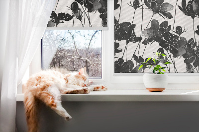 Rolgordijn verduisterend Zwarte bloemen