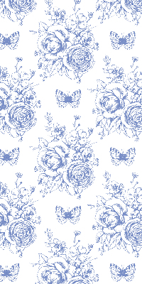 Rolgordijn verduisterend Blauwe bloemen en vlinders