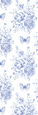 Rolgordijn verduisterend Blauwe bloemen en vlinders