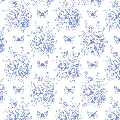 Rolgordijn verduisterend Blauwe bloemen en vlinders