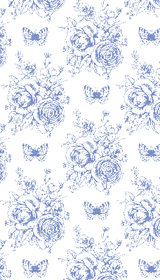 Rolgordijn verduisterend Blauwe bloemen en vlinders