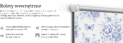 Rolgordijn verduisterend Blauwe bloemen en vlinders