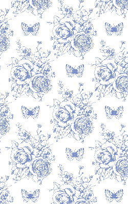 Rolgordijn verduisterend Blauwe bloemen en vlinders