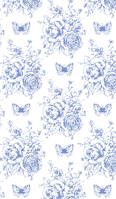 Rolgordijn verduisterend Blauwe bloemen en vlinders