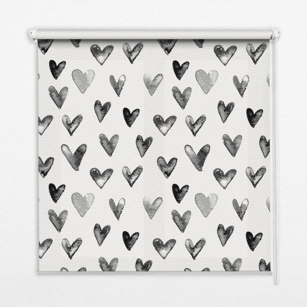 Rolgordijn voor het raam Zwarte harten