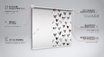 Rolgordijn voor het raam Zwarte harten