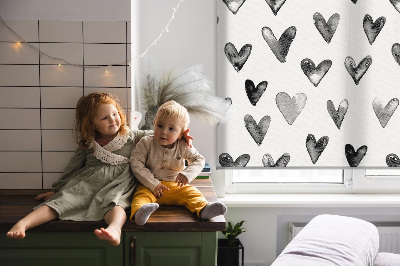 Rolgordijn voor het raam Zwarte harten