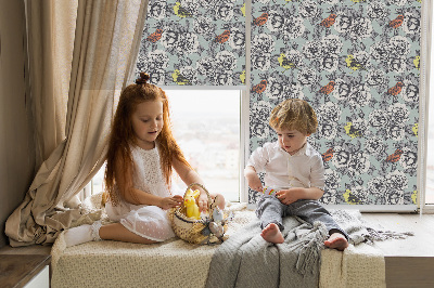 Rolgordijn voor het raam Bloemen