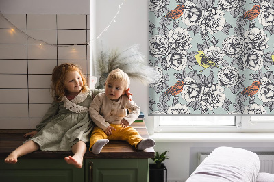 Rolgordijn voor het raam Bloemen