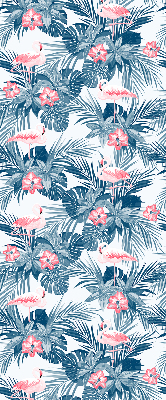 Rolgordijn verduisterend Tropische planten en flamingo's