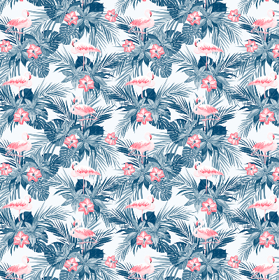 Rolgordijn verduisterend Tropische planten en flamingo's