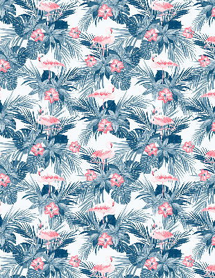 Rolgordijn verduisterend Tropische planten en flamingo's