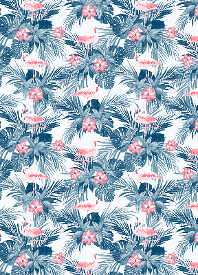 Rolgordijn verduisterend Tropische planten en flamingo's