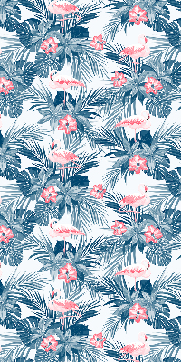 Rolgordijn verduisterend Tropische planten en flamingo's