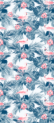 Rolgordijn verduisterend Tropische planten en flamingo's